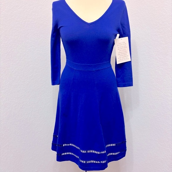 NWT Boston Proper Blue Long Sleeve Sweater Dress XS - Picture 1 of 12